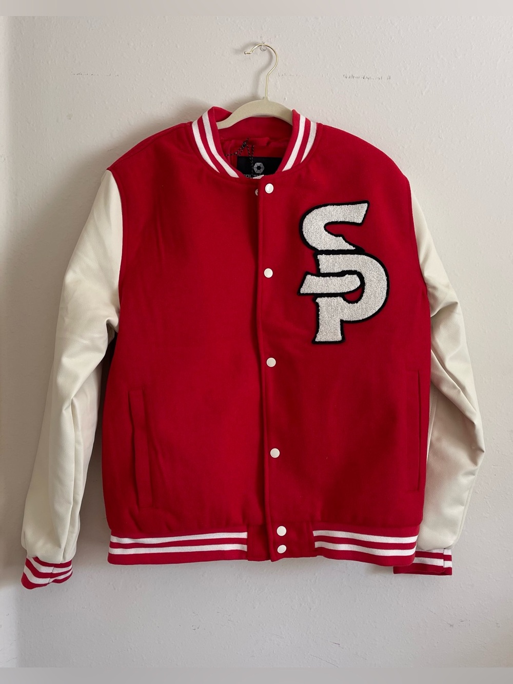 South Pole Red and White Varsity Letterman Jacket
